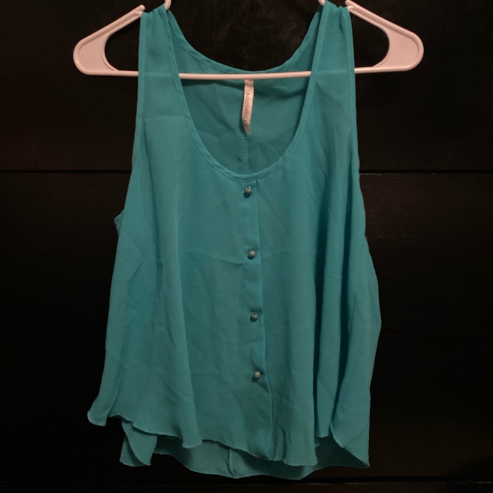 Teal Chiffon Tank Blouse